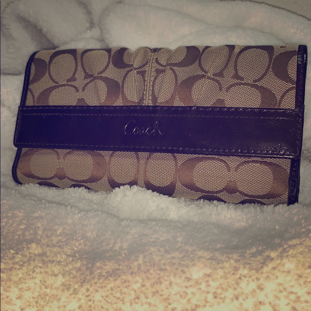 Coach brown and tan checkbook  wallet